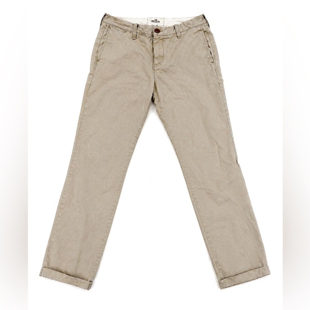 Hollister Button Fly Khaki Chino Pants Mens 30x32 Slim Straight Y2K Preppy Beige